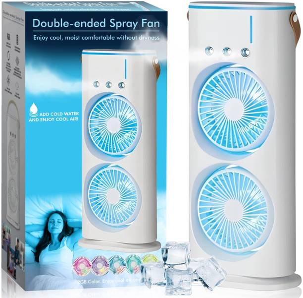 PYXBE Desk Fan with Mist Spray,Portable Desk Table Cooling USB Portable Double-Ended Spray Fan,Personal Foldable USB Air Cooler, Rechargeable Fan