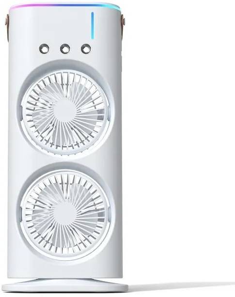 NICK JONES Rechargeable Fan Portable Air Conditioners Water Cooler Ac For Office Small Tower Fan with Dual Fans, LED Light 3-Speed Control,Ac Mini Cooler Fan USB Fan, USB Air Cooler