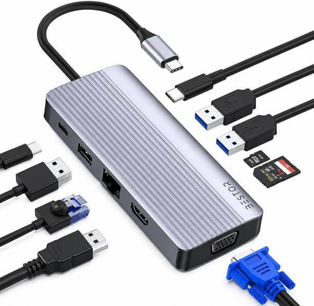 Bestor 10 in 1 USB-C Hub with HDMI VGA RJ45 PD 87W | 3 USB 3.0 Ports SD/TF Card Reader | 4K HDMI Docking Station for Laptop, MacBook & Tablet PC USB Hub