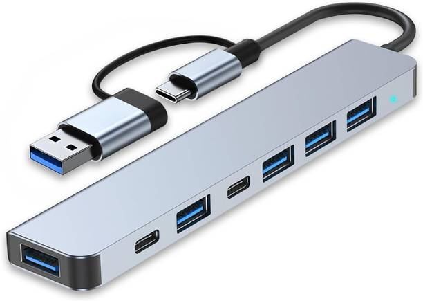 Foxne Point C Hub 7 in 1 Multiport USB Adapter with 1x USB 3.0, 4X USB 2.0 Ports, C Hub 7 in 1 Multiport USB Adapter with 1x USB 3.0, 4X USB 2.0 Ports, USB Hub