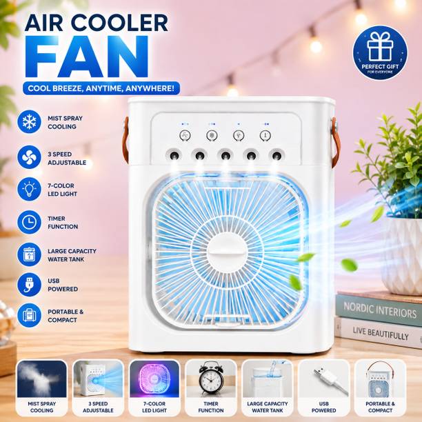 kanhajoy Portable Mini Air Cooler Fan with Mist Spray KJG-ACF-W01 USB Air Cooler