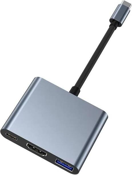 FXD Type C to HDMI Adapter| Compatible with MacBook, Laptop, Tablet, TV, Projector 3-in-1 HDMI Adapter to USB Type C USB Hub
