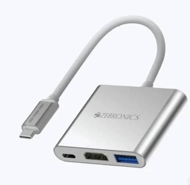 ZEBRONICS TA150 PRO, 3 in 1 Type C Multiport Hub, USB 3.0, Compatible with MacBook, Laptop Zeb-TA150 Pro USB हब