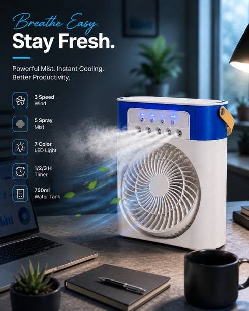 quickdeall Latest Portable USB Mini Air Cooler Fan with Humidifier & LED Light Latest Portable USB Mini Air Cooler Fan-01 USB Air Cooler