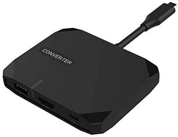VOOCME 5 in 1 Type C to Hdmi 3 USB 3.0 Hub Adapter for MacKBook Galaxxy S9 P20 Pro Charger USB Hub HDTV USB C Cable Data (Black) USB Hub