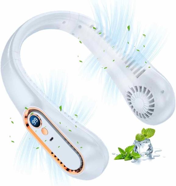 Sampri Portable Neck Fan Hands Free Bladeless Fan for Indoor and Outdoor Multifunction Foldable Angle With USB Charging And AC Charging Port USB Fan