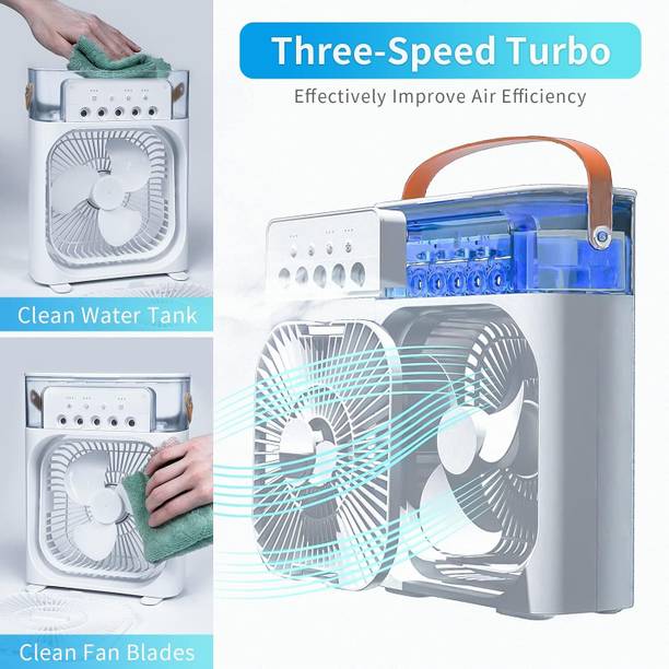 TECHEL SKE-Portable Humidifier Big Mist Fan for Home CGX9 Big Mist Fan with Water Spray, 7 Color LED GSD9 USB Air Cooler