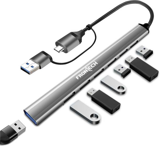 Frontech 7-in-1 Slim USB Hub Dock, 1×USB 3.0 High-Speed 5Gbps + 6× USB 2.0 Ports, NC-0043 USB Hub