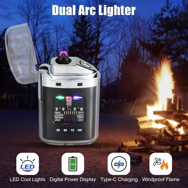 Dherik Tradworld Lighter for Camping & Smoking, Unique Transparent Lighter, Electrical Dual Arc Cigarette Lighter