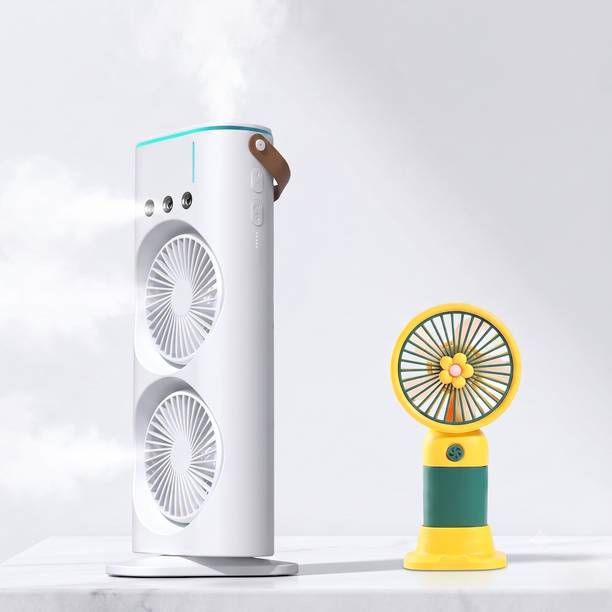 Lucky Gadgets SUMMER A1 DUO COMBO SPRAY DOUBLE FAN WITH GET MINI HAND FAN Rechargeable Fan, USB Air Cooler, USB Cable, USB Fan