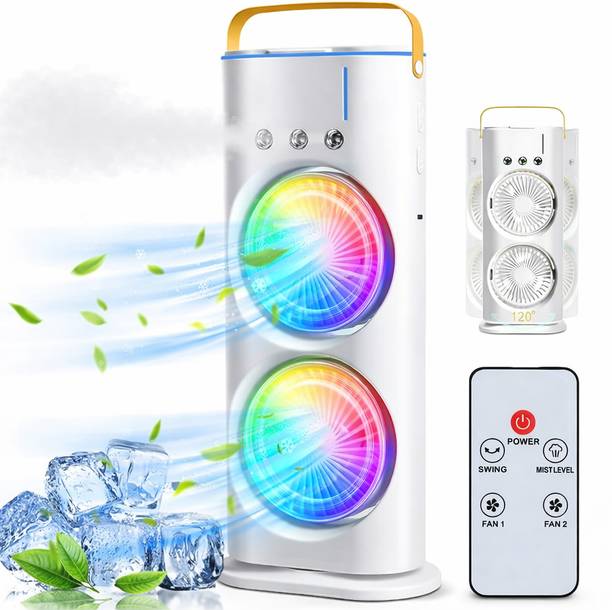 Nexora Portable Double Fan Air Cooler with Mist & RGB Light DFAC-01 USB Air Cooler