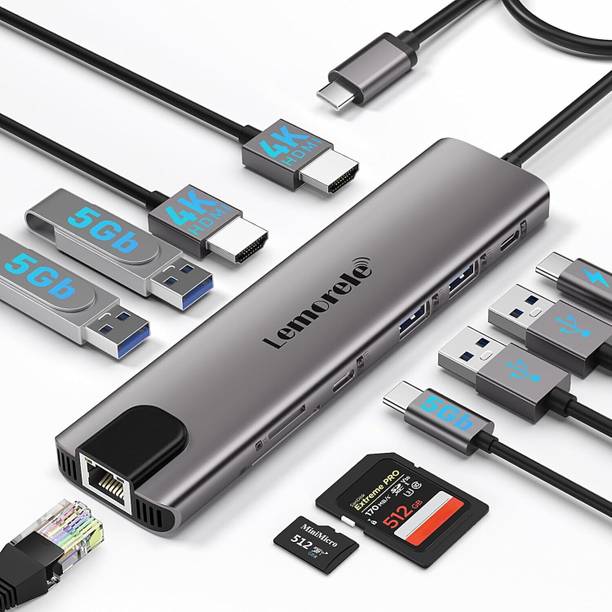 Lemorele USB C Dual HDMI Docking Station 11 in 1 Dual Hub Suitable for Laptop & Monitor TC65L HDMI Connector