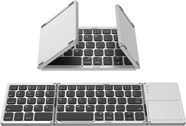 RuhZa Portable Wireless Bluetooth Folding Keyboard, Ultra Slim Pocket Size iOS, Android & Windows Tabs, Smartphones, with User Manual- Black Laptop Accessory