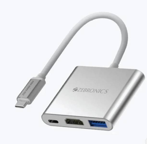 ZEBRONICS TA150 PRO, 3 in 1 Type C Multiport Hub, USB 3.0, Compatible with MacBook, Laptop Zeb-TA150 Pro USB Hub
