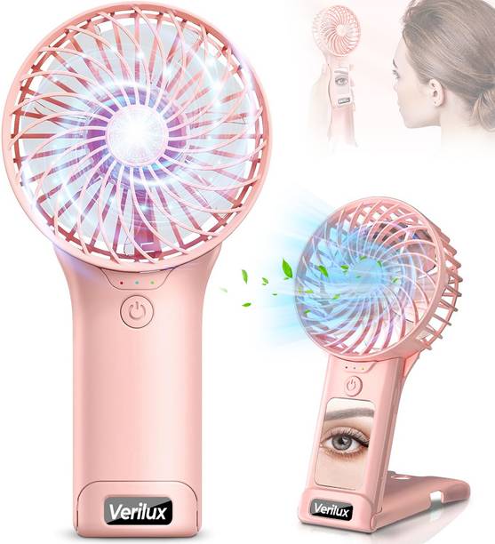 Zorbes Hand Fan for Women Mini Portable Fan with Mirror and Foldable Stand Base Hand Fan for Women Mini Portable Fan with Mirror and Foldable Stand Base Rechargeable Fan