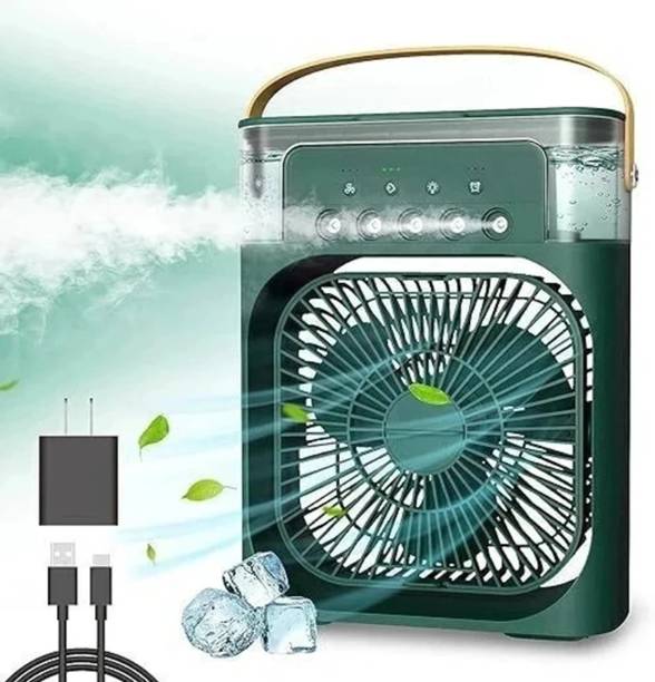 LU MOTECH Mini Air Cooler for Room Cooling Portable Fan with -Color LED Light 5-in-1 Portable Air Conditioner Fan with Water Tank, USB Rechargeable Mini USB Air Cooler