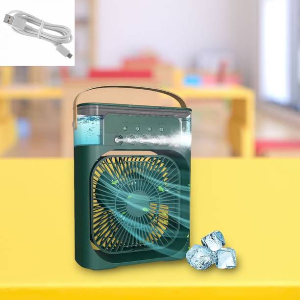 KGDA Cooler for Room Cooling Mini AC Portable Mini Fan Cooler with 7 Colors LED Light 3 Wind Saver Speeds and 3 Spray Modes Vault Office,Home,Dorm, Carved Design USB Air Cooler