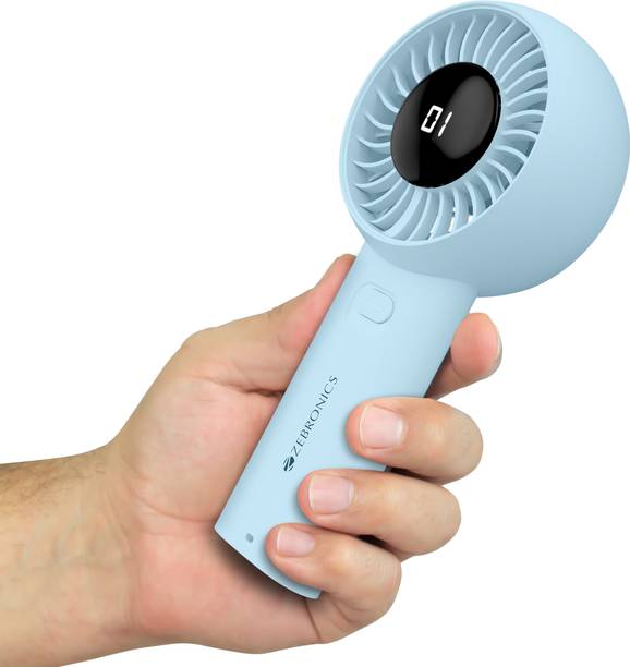 ZEBRONICS Portable Hand Fan, Upto 12h Backup, 3600mAh Rechargeable Battery, 5 Speed Modes, Zeb-Heat Buster 200 USB Fan