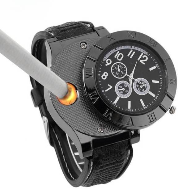 Foxne Point Cigarette Lighter Watch, USB Rechargeable Sporty Wristwatch Stylish Cigarette Lighter Watch, Multifunctional USB Rechargeable Wristwatch Stylish Cigarette Lighter