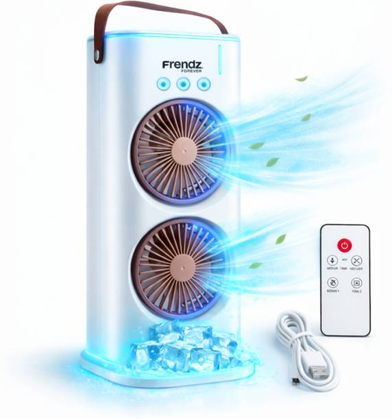 Frendz Forever Double Head Spray Fan | 280ML Tank | USB Rechargeable | 3 Speed, 180° Adjustable Dual Mist USB Fan