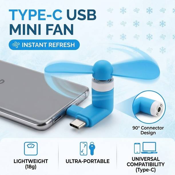 breezora Mobile Type C Mini Fan USB Portable Cooling Fan Silent Compact 969 USB Fan