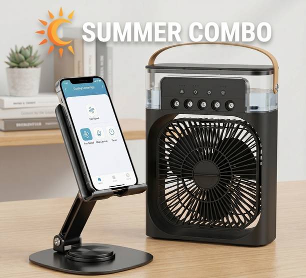 LUCKEY GADGET COMBO DUO SUMMER COMBO: MINI AIR COOLER WITH MOBILE HOLDER USB Air Cooler, USB Air Purifier, USB Cable, USB Fan