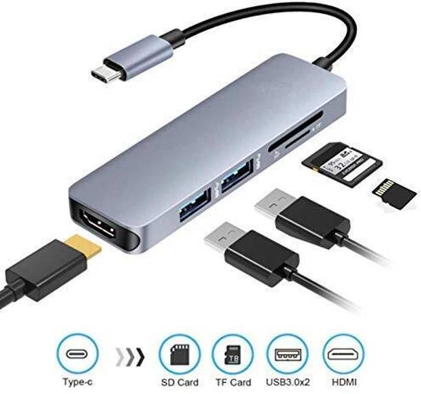 VOOCME 5 in 1 USB C Hub Multiport Adapter, Type C to HDMI 4K 30Hz/USB3.0/TF/SD Compatible with Mate10/P20, S8/S9/Note9, MacBook/IPad Pro 11/12.9 Inches Card Reader