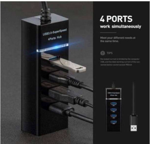TECHEL Black 3.0 USB 4 Ports high Speed USB Hub For Multi Purpoe6 Black 3.0 USB 4 Ports high Speed USB Hub For Multi Purpoe6 USB Hub