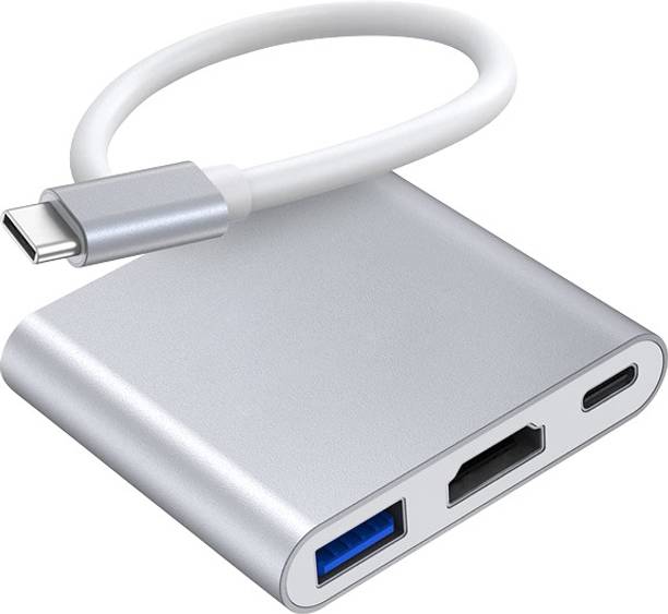 Foxne Point 3 in 1 HUB USB C Docking Station with 4K Fast USB 3.0 Data Transfer with 4K HDMI USB-C Multiport Adapter HDMI Connector, Laptop Accessory, USB Hub