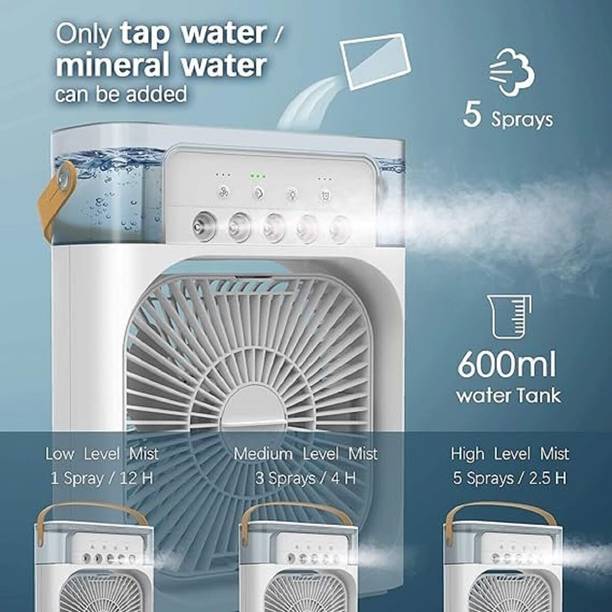 IMMUTABLE RME-Portable Humidifier Big Mist Fan for Home OJJ49 Big Mist Fan with Water Spray, 7 Color LED GSD49 USB Air Cooler
