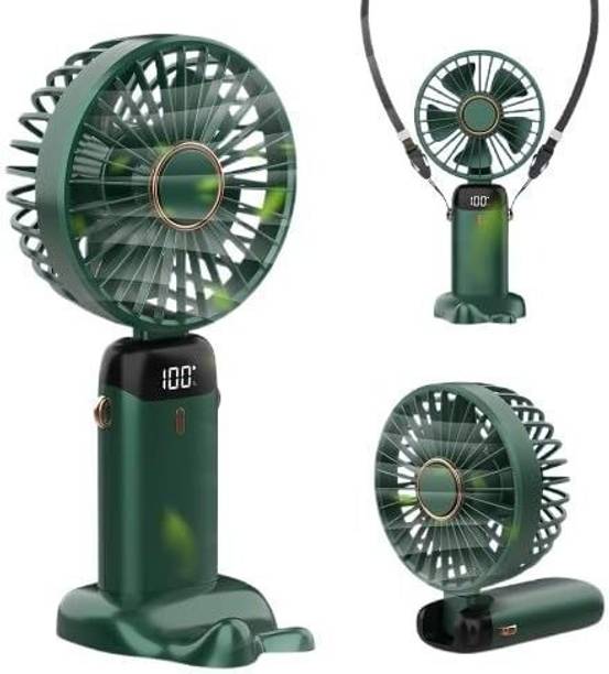 HRK GADGETS Display Fan Hand 5 Speed with Foldable 90° & Easy Portability Rechargeable D157 Portable Display Fan Hand 5 Speeds_HS157 USB Fan