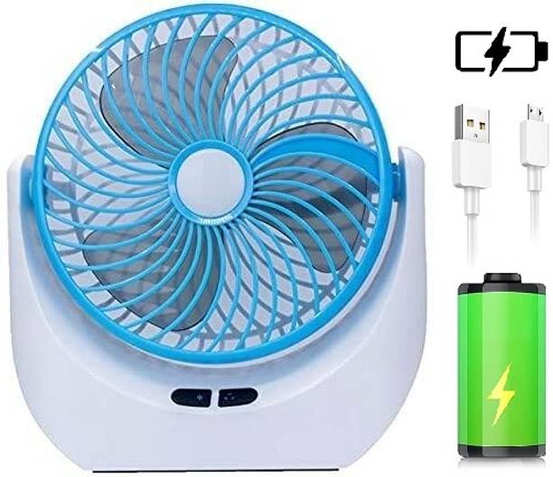 COLDISH High-Speed Rechargeable Table Fan with LED Light USB Battery Powered portable Fan 3-Speed Portable Mini USB Fan For Home, Office , Kitchen USB Fan