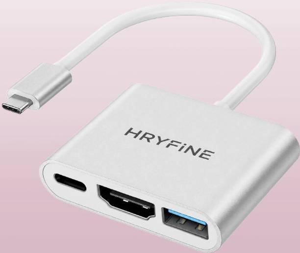 HRYFiNE USB-C Digital AV Multiport Adapter HDMI 4K Output USB 3.1 Port and USB-C Charging Port, USB-C Digital AV Multiport HDMI Connector, Laptop Accessory