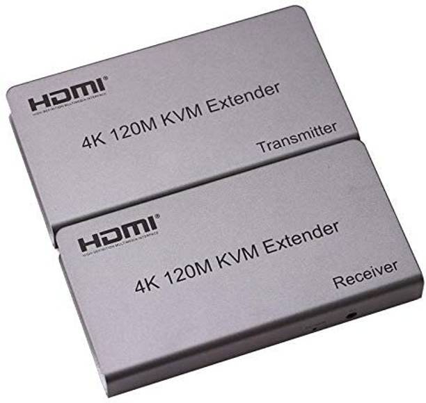 VOOCME 4K 120M HDMI KVM Extender Transmitter Receiver Over Cat5/5e/Cat6 RJ45 Ethernet Cable Support USB Mouse Keyboard Touch Screen HDMI Connector