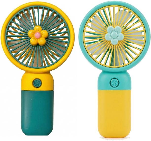 COOL INDIANS Flower Style Mini Rechargeable Handheld Fan (Combo of 2) LS-06 USB Air Cooler, Rechargeable Fan