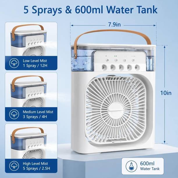 SonicHive 1/2/3 H Timer 3 Wind Speeds Mini Cooler for Room Cooling AC Portable Room Cooling AC Portable Mini Fan Artic Cooler USB Air Cooler