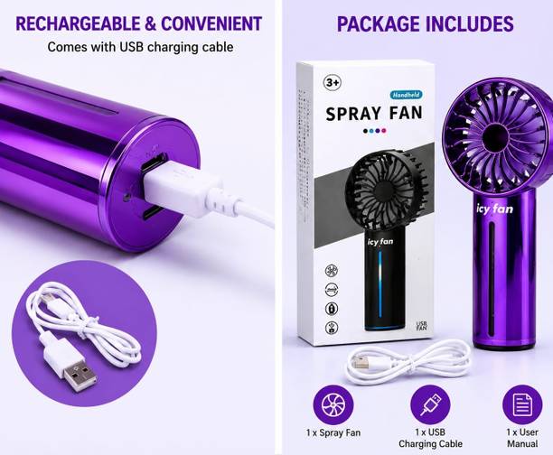 MUKVEEN Spray Mini Fan Rechargeable Spray Fan Portable Mini Handheld Fan Rechargeable Fan
