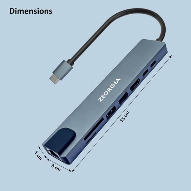 Zeorgia Multiport Extension Hub Adapter with 4K HDMI ,USB C HUB Multiport Hub Adapter Type-C 8 IN 1 USB Hub