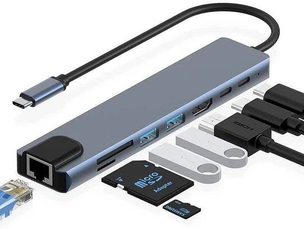 SSCOMPUTER Type-C with 4K HDMI,1xUSB 3.0,1xUSB 2.0 & TypeC 3.0 PD HDMI, Ethernet, SD Card, USB 3.0 – Plug & Play Multiport Adapter USB Hub