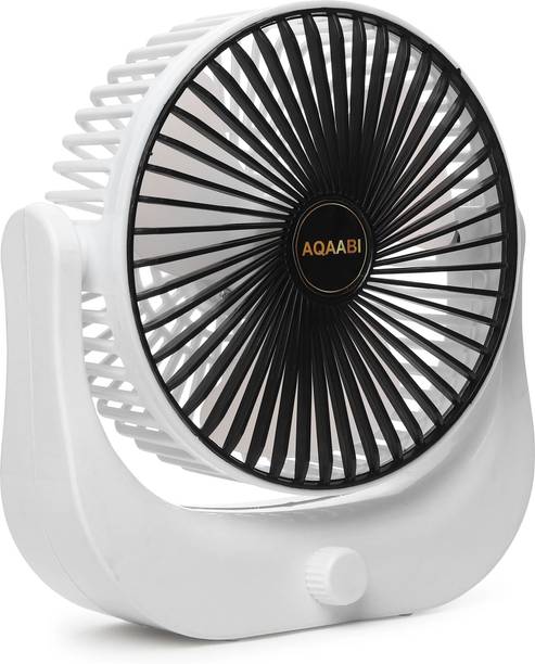 AQAABI Rechargeable Charging Fan With 5000 mAh Battery Auto Cut Charging 9 hours backup High Speed Desk Fan USB Fan