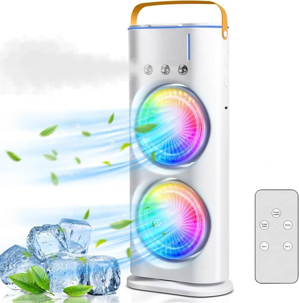 PYXBE Desk Fan with Mist Spray,Portable Desk Table Cooling USB Portable Double-Ended Spray Fan,Personal Foldable USB Air Cooler, Rechargeable Fan
