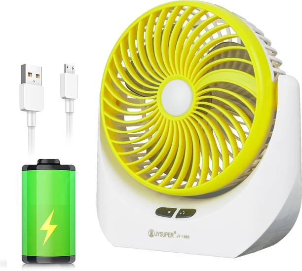TAKSHA FANS High Speed Rechargeable portable Table Fan with LED Light Battery Powered 3 Blade Portable Mini Fan For Office Desk, Kitchen USB Fan