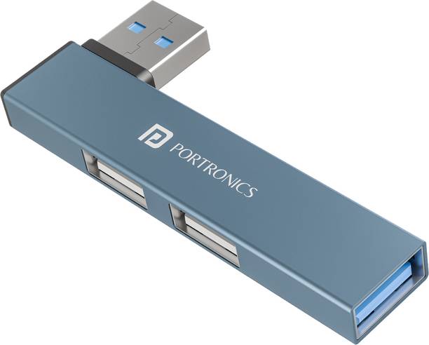 Portronics Mport Mino A USB Hub (3-in-1), USB 3.0 & 2.0, USB Plug, Compact Metal Body POR-2729 USB Hub