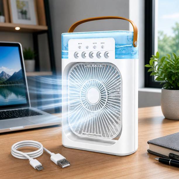 SLIPCARE USB Portable Mini Air Cooler Fan, 3 Wind Speeds Spray + 7 Color LED Light - S116 Personal Desk AC Cooler with Water Tank Fan for Home Office Bedroom Travel S116 USB Air Cooler