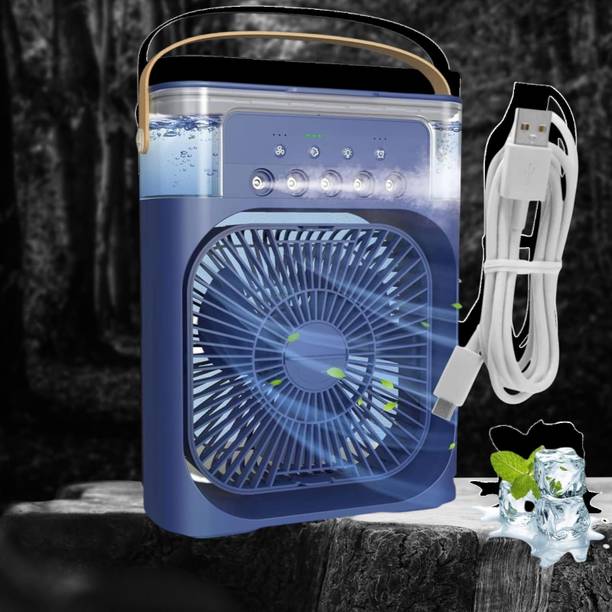 KGDA Cooler for Room Cooling Mini AC Portable Mini Fan Cooler with 7 Colors LED Light 3 Wind Saver Speeds and 3 Spray Modes Vault Office,Home,Dorm, Save Design USB Air Cooler