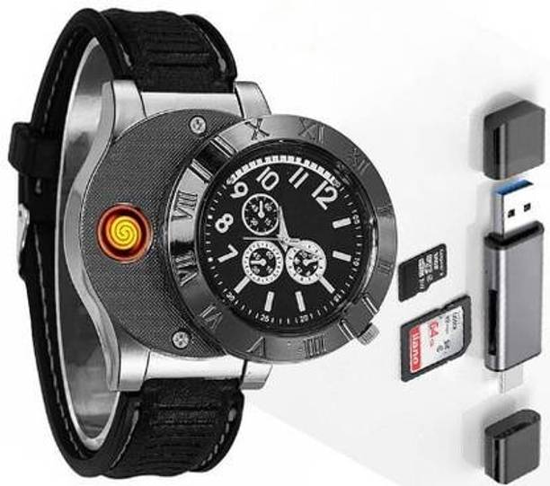 Smart Fitness USB Electronic Rechargeable Wrist Watch Cigarette Lighter OTG Card Reader and Hub with Type-C, USB & Micro Ports | Portable Cigarette Lighter