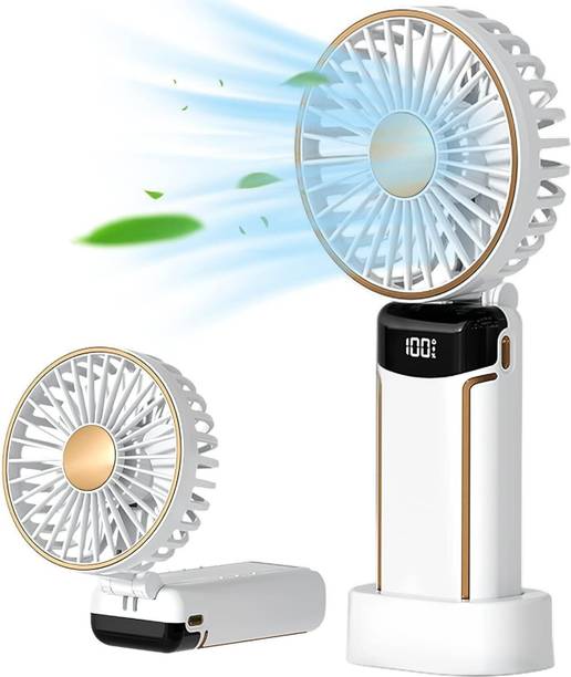HRK collections Display Fan Hand 5 Speed with Foldable 90° & Easy Portability Rechargeable D7 Portable Display Fan Hand 5 Speeds_HS7 USB Fan