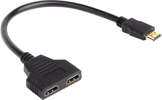 RuhZa HDMI Female 1 to 2 Way Splitter Black 1 in 2 Out HDMI Splitter Adapter Cable HDMI Male to Dual HDMI Female HDMI Connector