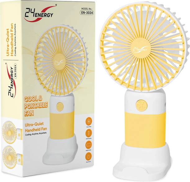 24 ENERGY Wind Blast Compact USB Mini Fan for Personal Cooling - Rechargeable - Yellow USB Fan