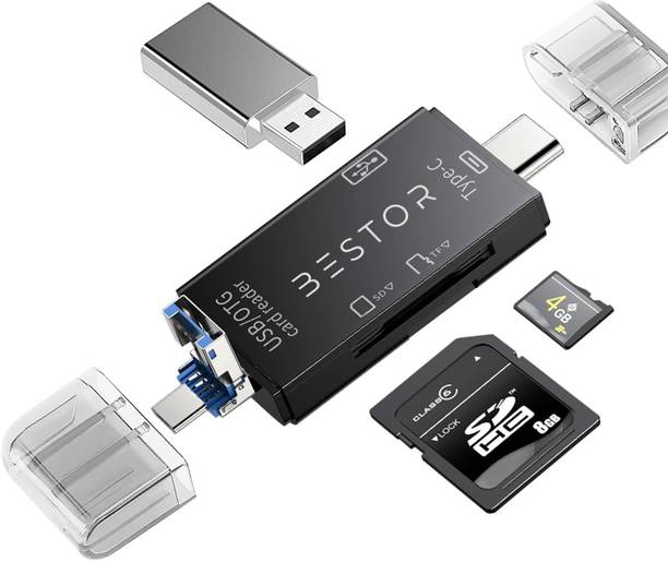 Bestor 3-in-1 USB OTG Card Reader Type-C & USB-A Supports Micro SD Card USB 3.0 Card Adapter Compatible with Android, PC, Laptop, DSLR Card Reader